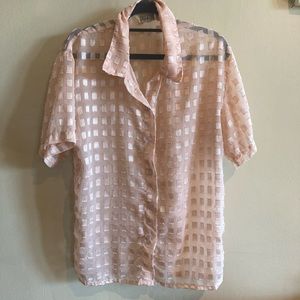 Mesh Grid Short Sleeve Blouse